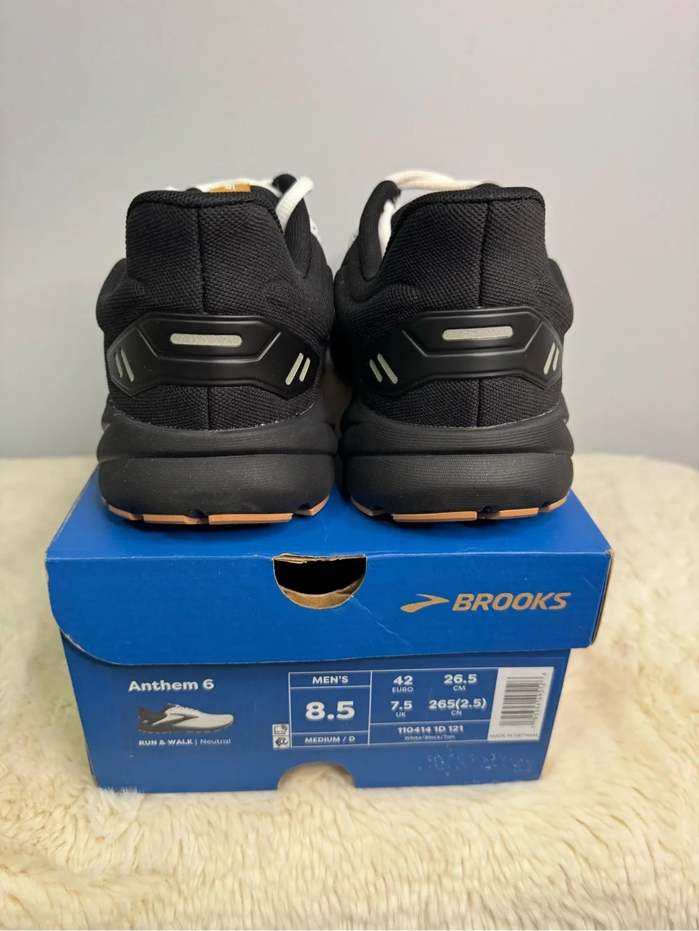 Brooks White, Black and Tan Men's Athletic Running Shoes